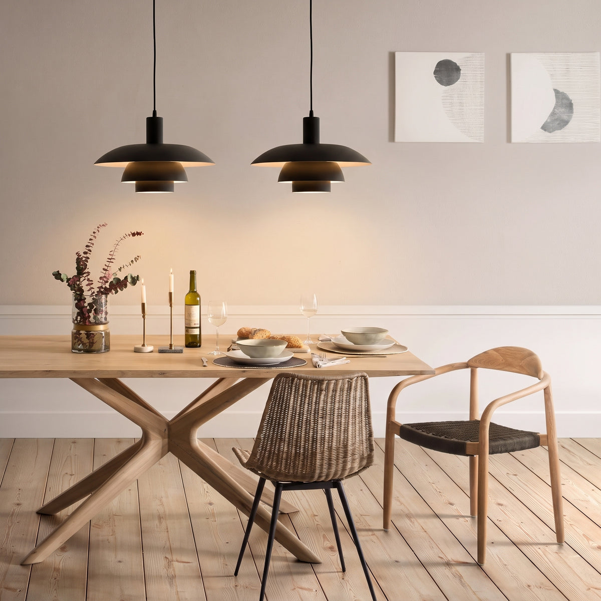2-flammige Irda Pendelleuchte im dänischen Stil