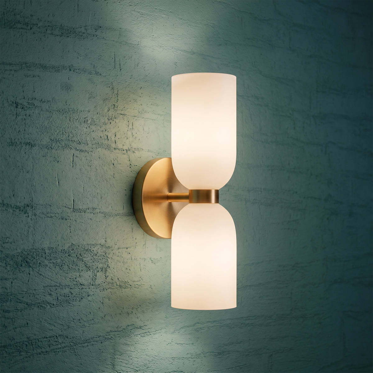 Glas-Wandleuchte mit Licht nach oben und unten