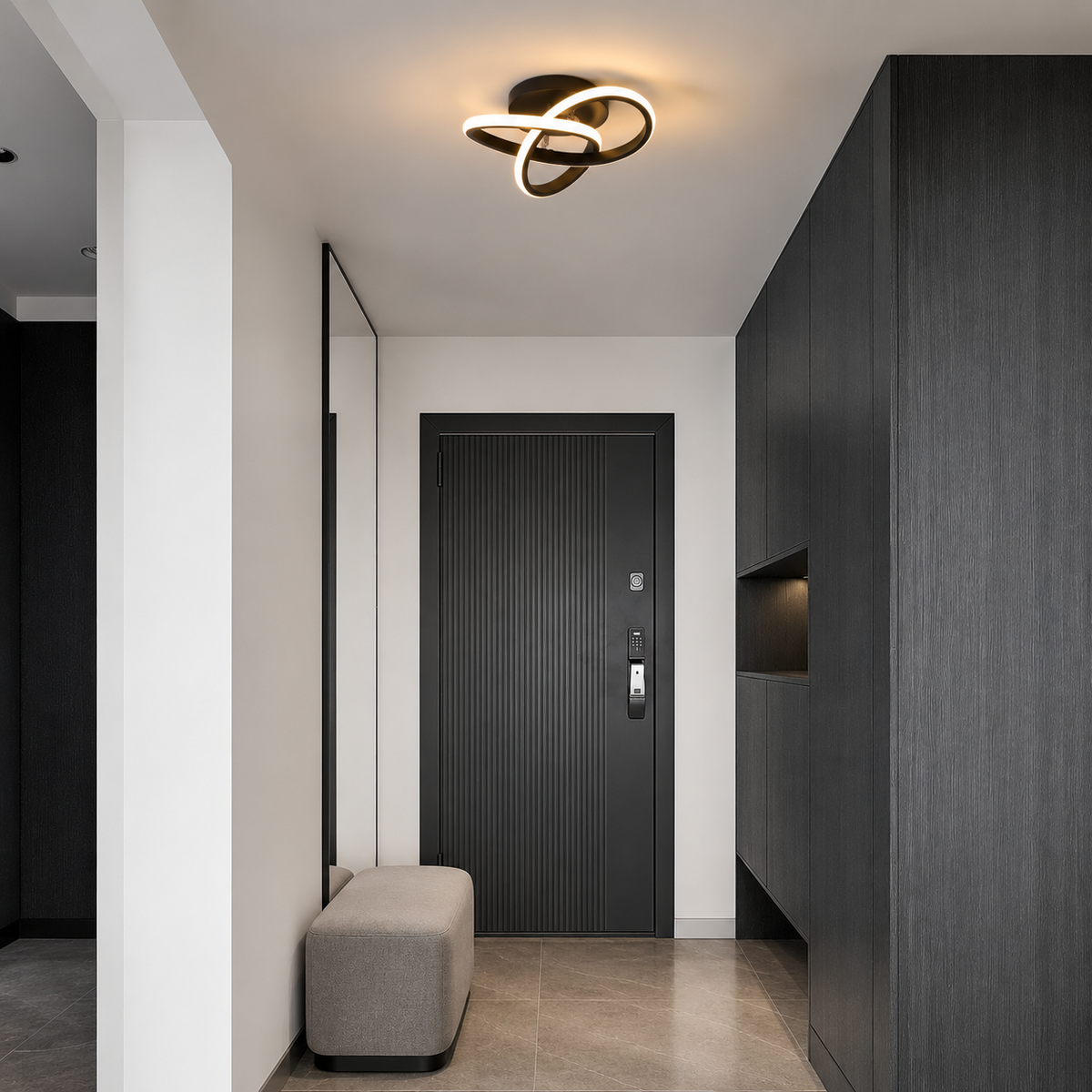 Plafoniera Harure nera con telecomando dimmer