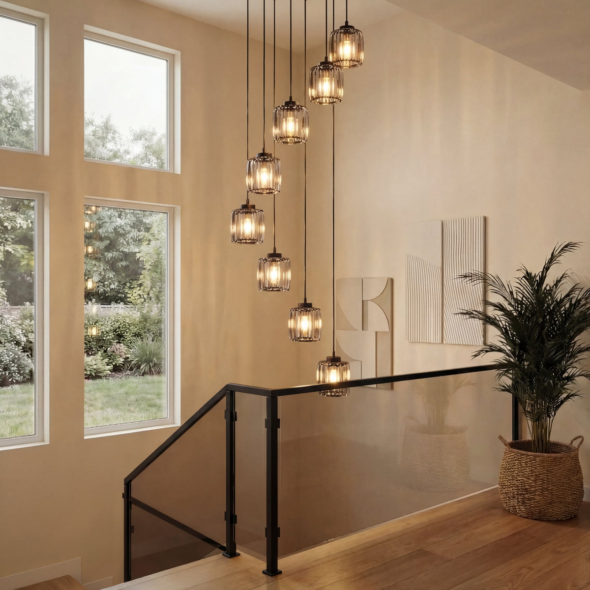 Lámpara de araña de cristal Ida para hueco de escalera