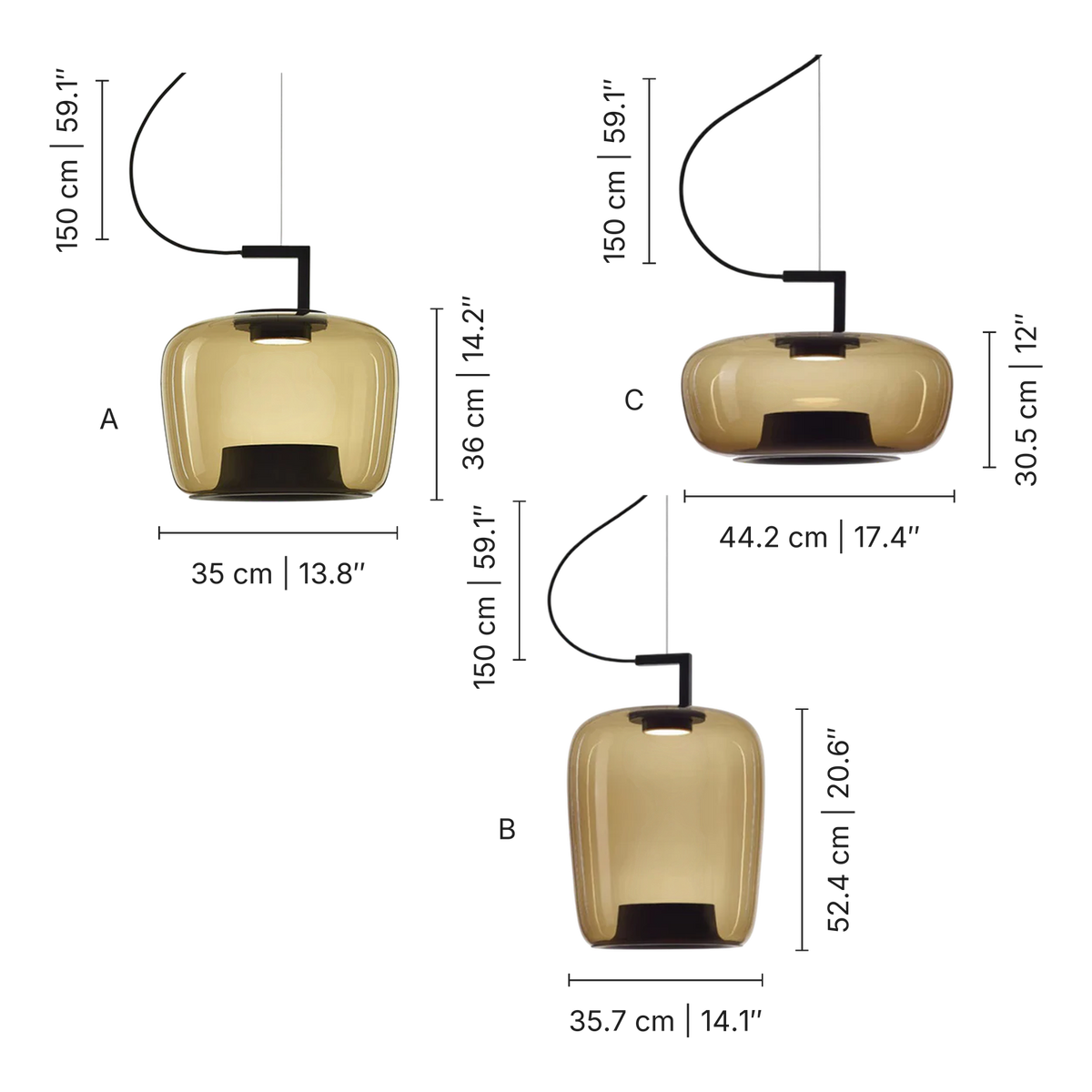 Jaura's Glass Pendant Light dimensions