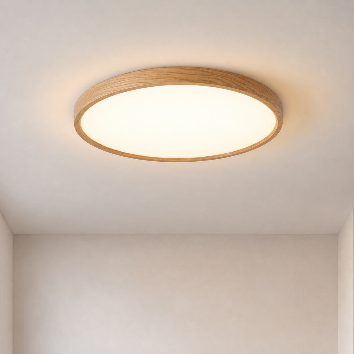 Plafoniera in legno naturale con telecomando dimmer