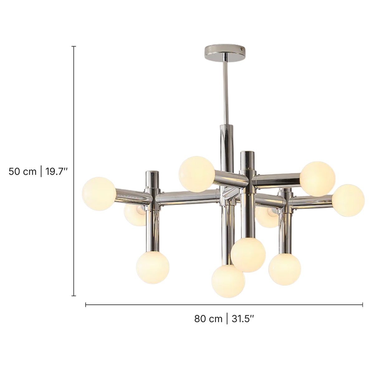Bauhaus-Kronleuchter aus Metall: Abmessungen
