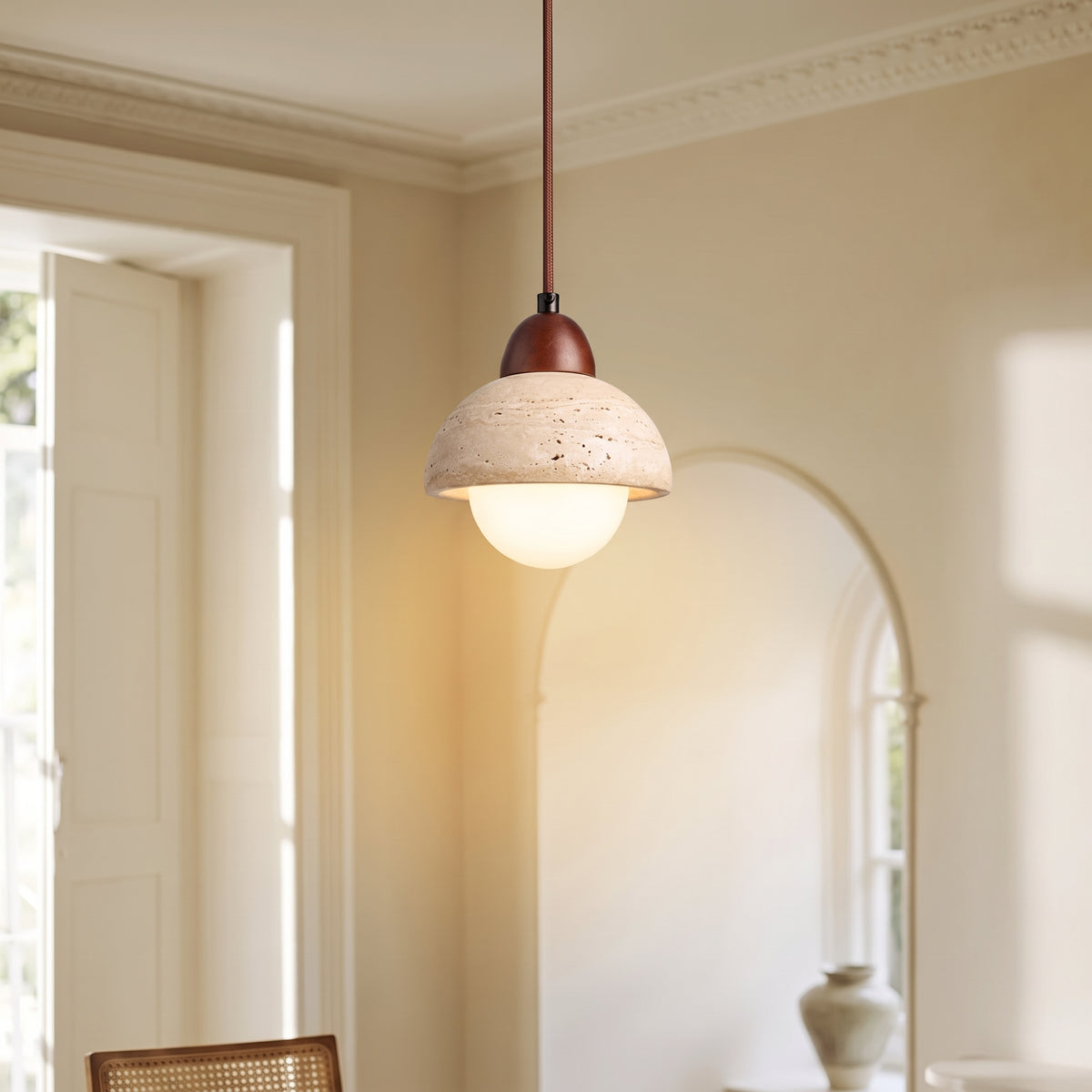 Napola Travertine Mushroom Pendant Light
