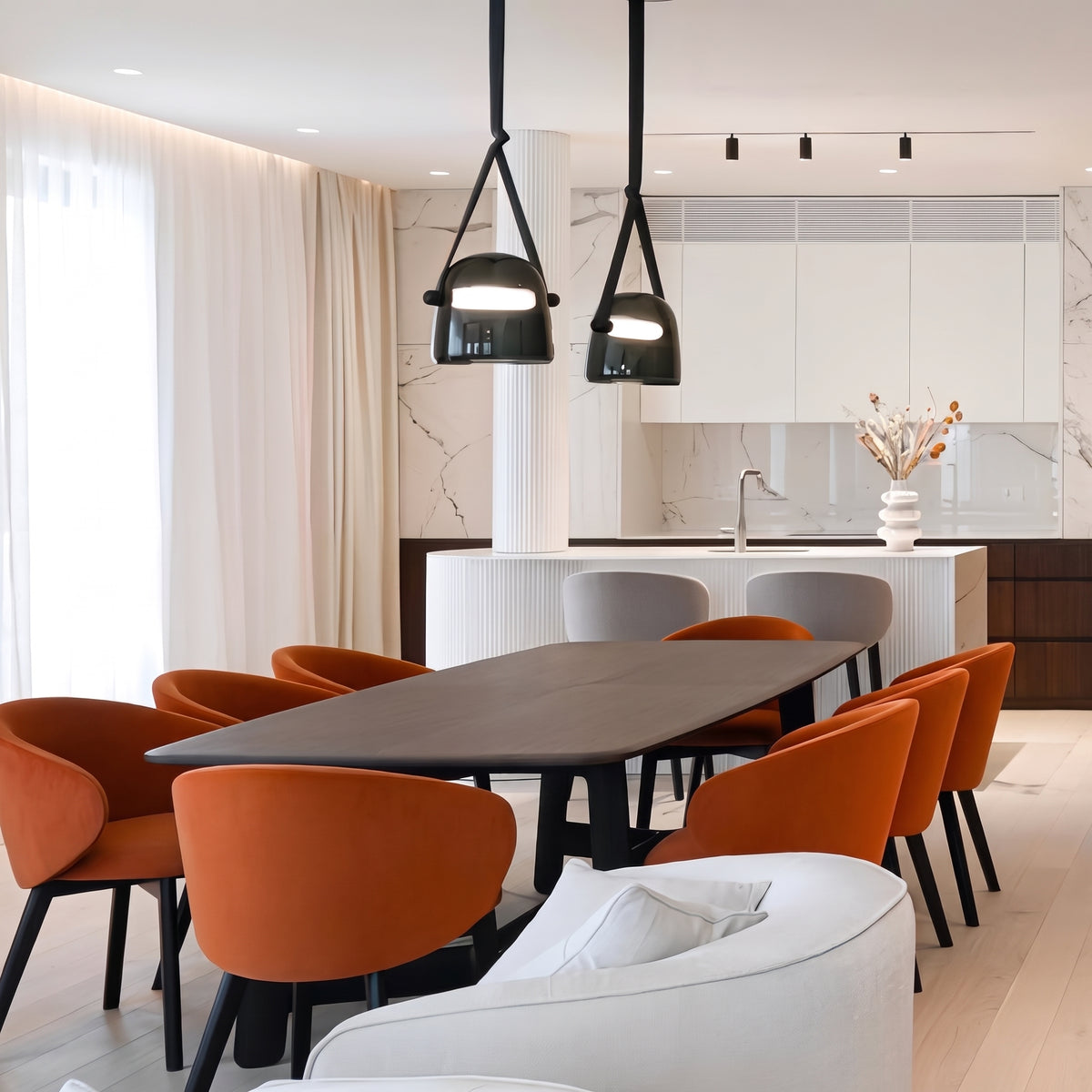 Nordic Glass Pendant Light with Leather Band
