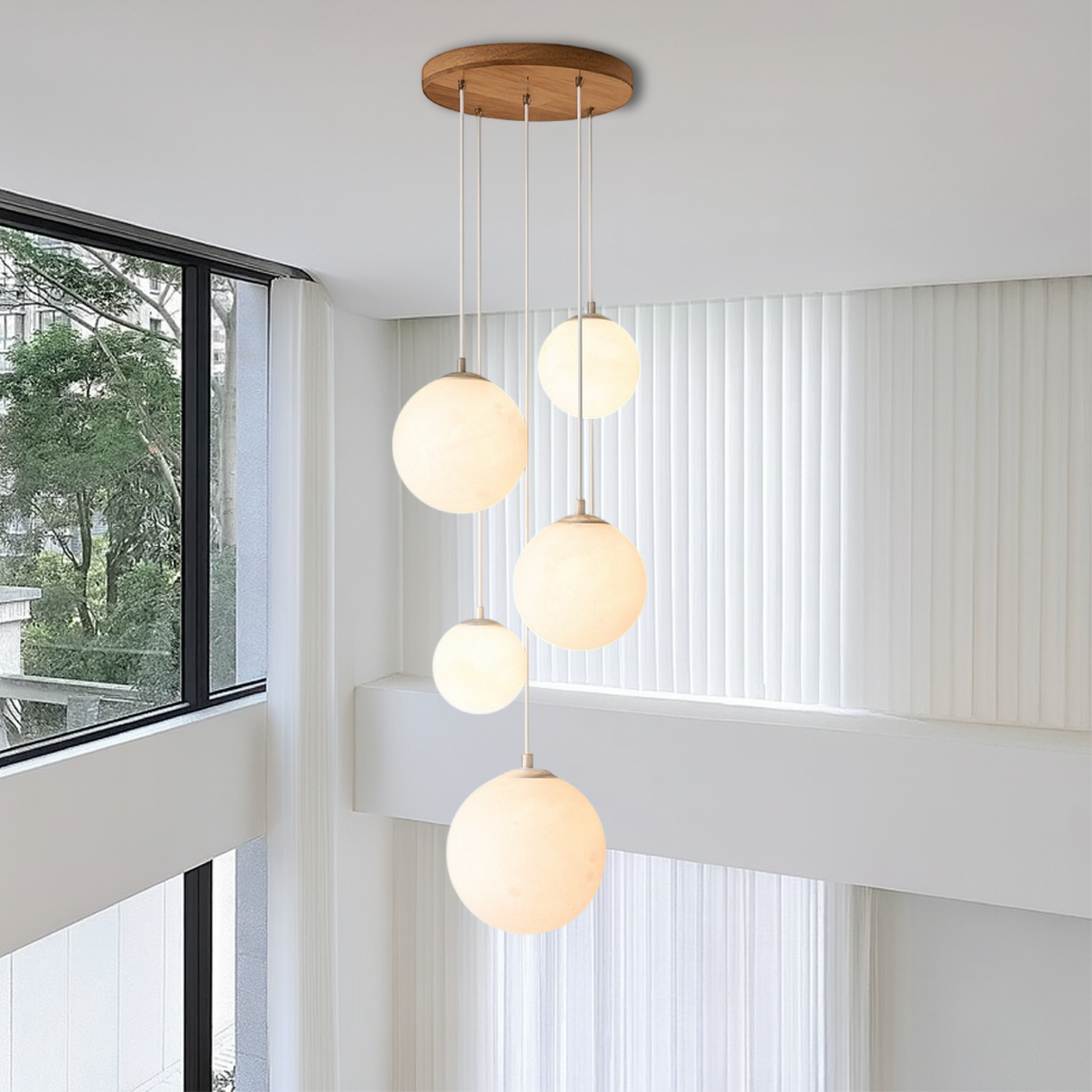 Lámpara de araña nórdica para hueco de escalera Moonlamp
