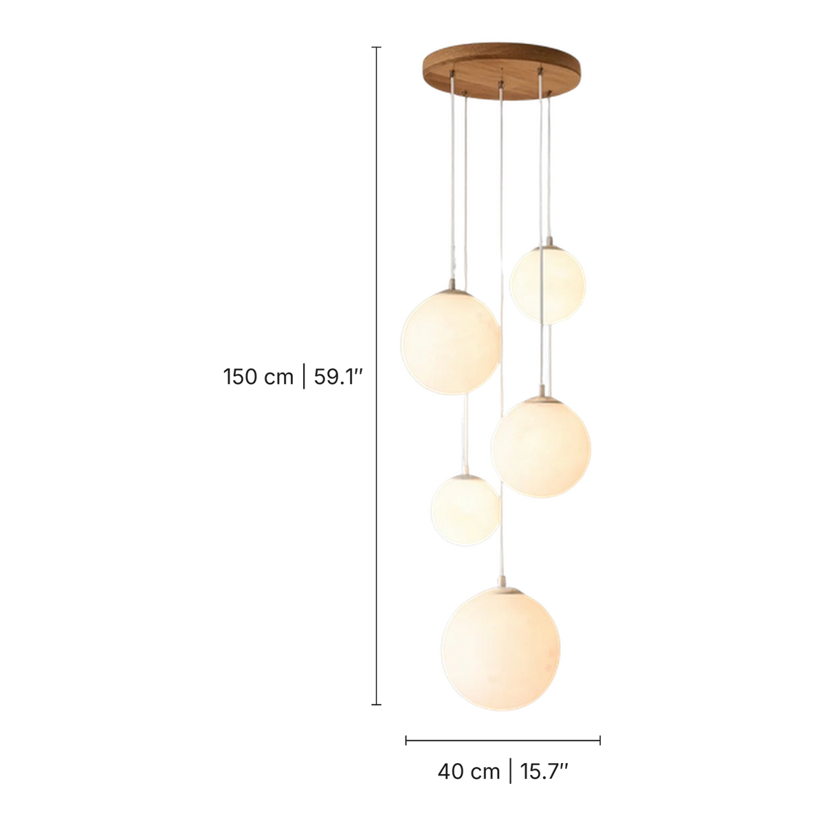 Lámpara de araña nórdica para hueco de escalera Moonlamp: medidas