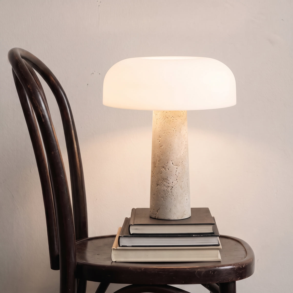 Ombra White Travertine Table Lamp