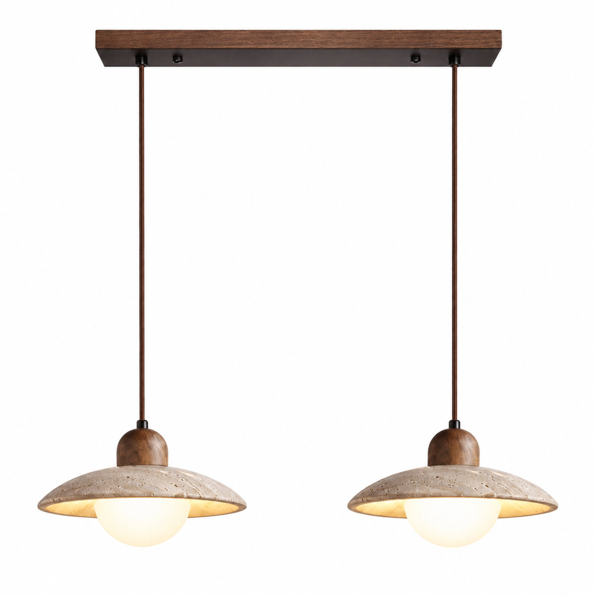 Lampada a sospensione Osla in travertino a 2/3 luci