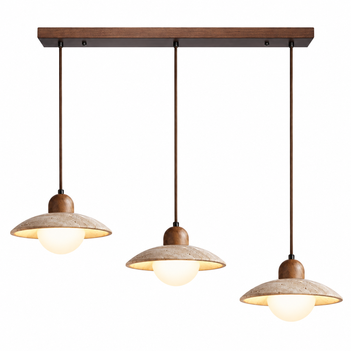 Lampada a sospensione Osla in travertino a 2/3 luci