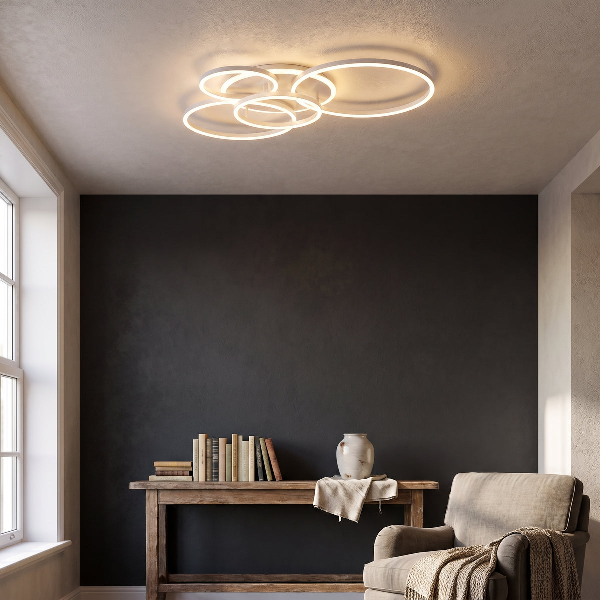 Randale's White Ceiling Light With Remote Dimmer