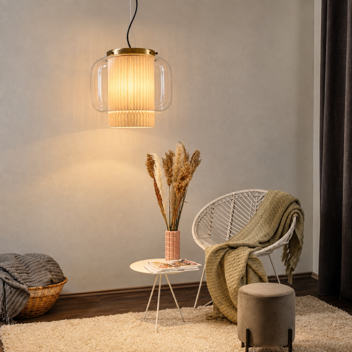 Silk & Glass Pendant Light