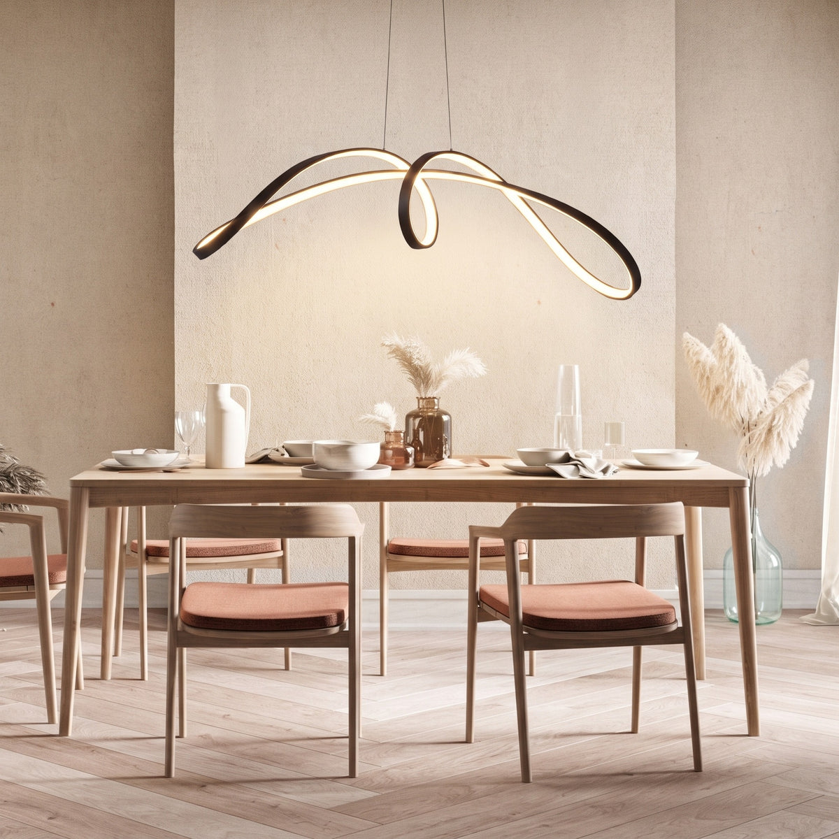 Lámpara colgante en espiral para mesa de cocina
